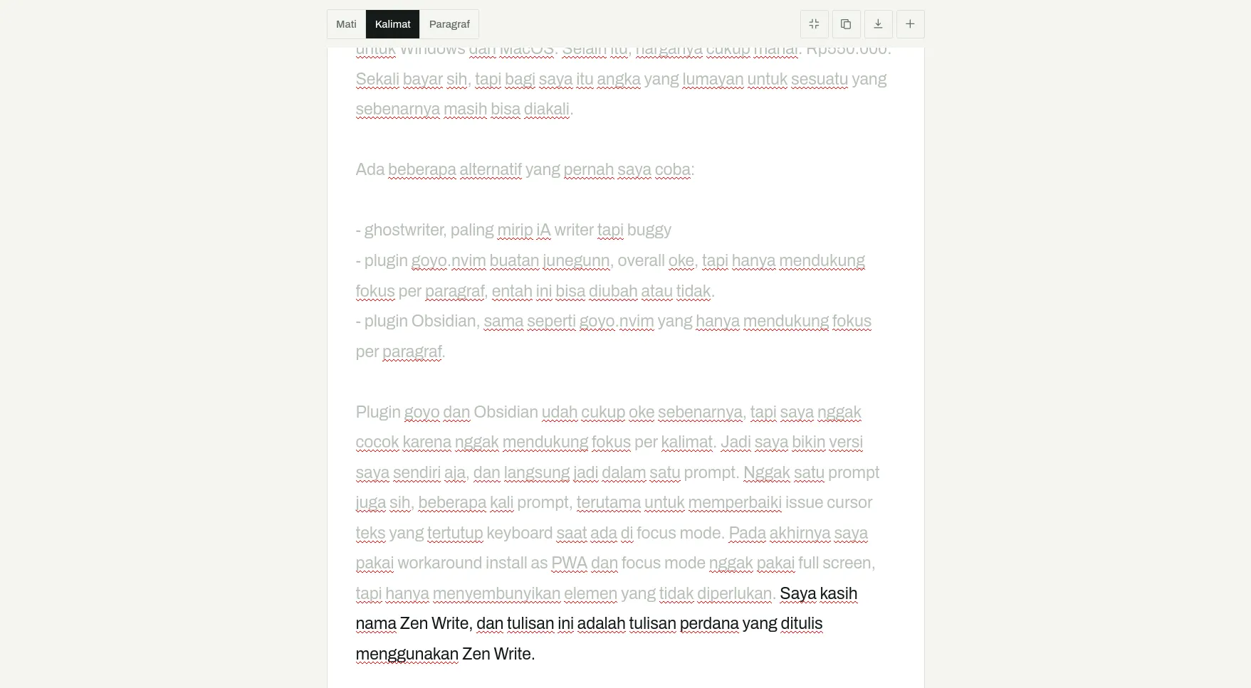 Zen Write Initial Version